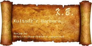 Kultsár Barbara névjegykártya